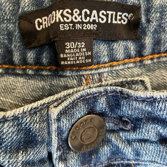Crooks & Castles Men's Straight Jeans Waist 30  - Distressed Blue - Picture 3 of 10